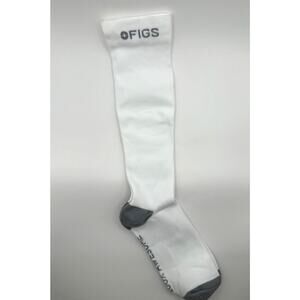 1 Pair FIGS Compression White & Gray Plain Socks Size Large